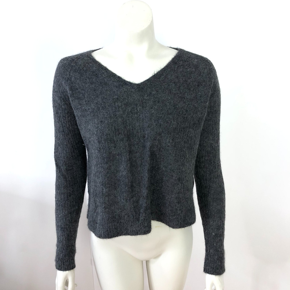 Everlane Alpaca Small Women's V-Neck Pullover Sweater Gray PLS READ HOLE